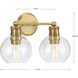 Hansford 2 Light 16 inch Vintage Brass Bath Vanity Wall Light