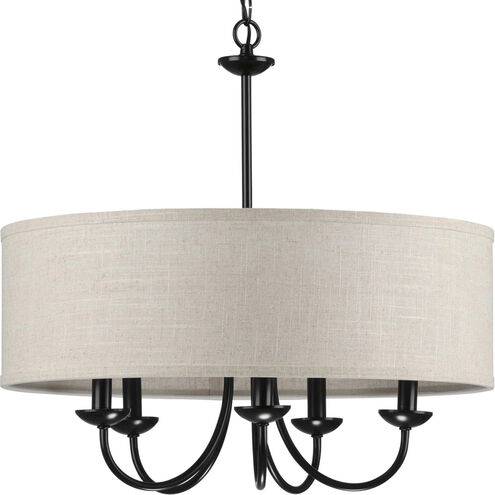 Drum Shade 5 Light 22 inch Matte Black Chandelier Ceiling Light