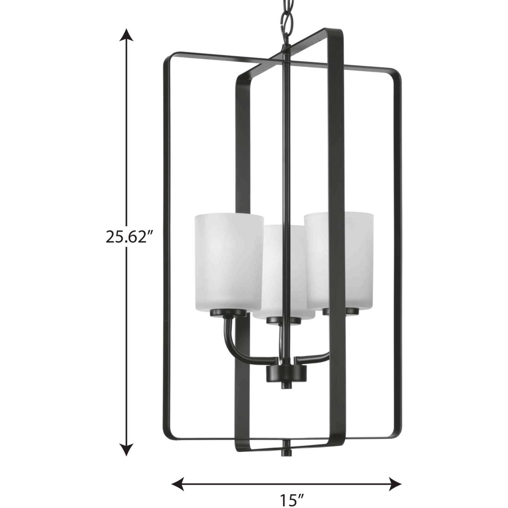 League 3 Light Matte Black Foyer Chandelier Ceiling Light