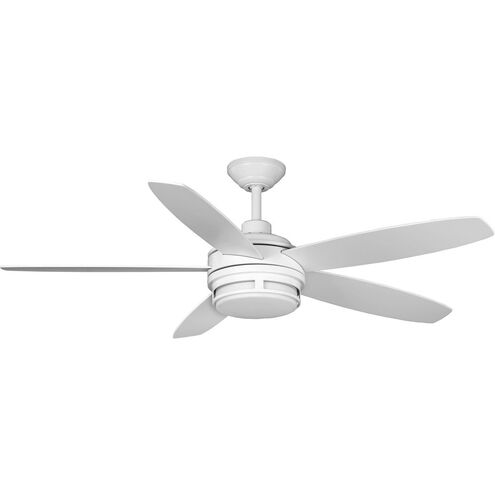 Albin 54 inch Satin White with Matte White Blades Ceiling Fan, Progress LED