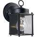 Flat Glass Lantern 1 Light 9 inch Textured Black Outdoor Wall Lantern