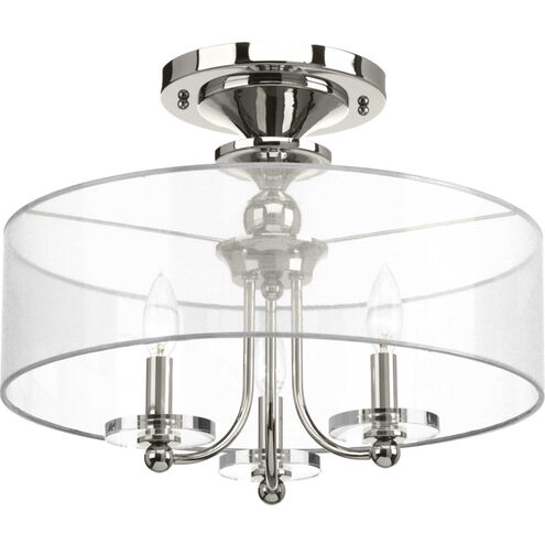 Marche 3 Light 18 inch Polished Nickel Semi-Flush Mount Convertible Ceiling Light, Design Series