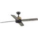Shaffer II 56 inch Matte Black with Matte Black/Rustic Charcoal Blades Ceiling Fan, Progress LED