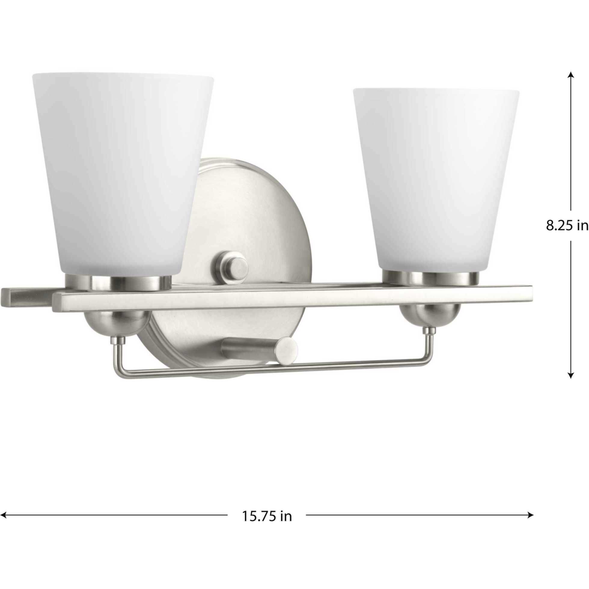 Flight 2 Light 16 inch Brushed Nickel Bath Vanity Wall Light, Design Series