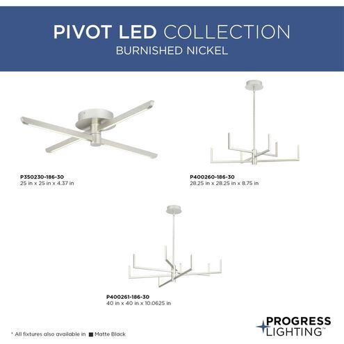 Pivot LED LED 25 inch Burnished Nickel Semi-Flush Mount Ceiling Light