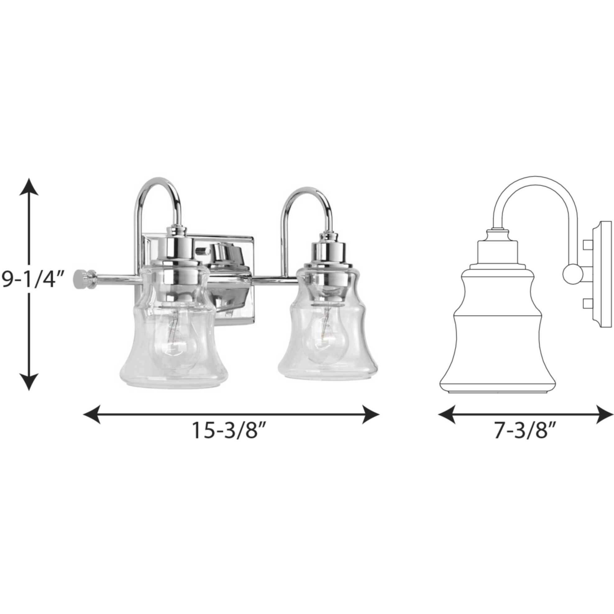 Litchfield 2 Light 15 inch Polished Chrome Bath Vanity Wall Light