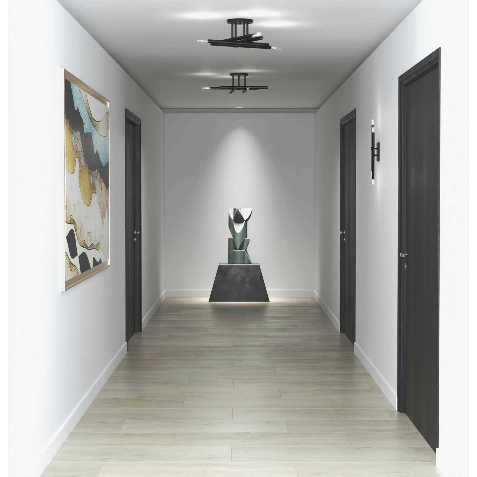 Arya 4 Light 20.12 inch Matte Black Semi-Flush Mount Ceiling Light, Design Series