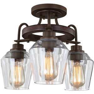 Allegheny 3 Light 16 inch Brownstone Semi Flush Mount Ceiling Light
