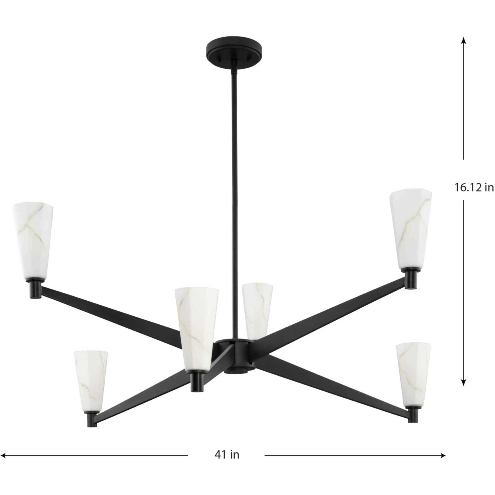 Tosca 6 Light 41 inch Matte Black Chandelier Ceiling Light, Design Series