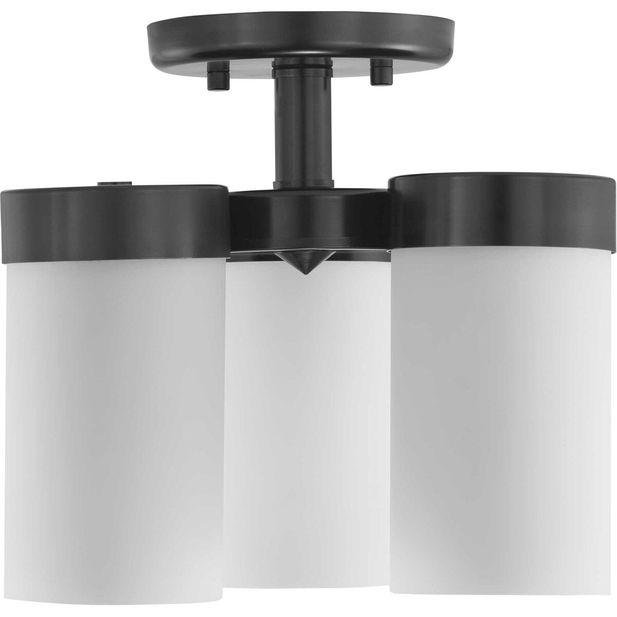 Elevate 3 Light 12 inch Matte Black Semi-Flush Mount Ceiling Light, Design Series