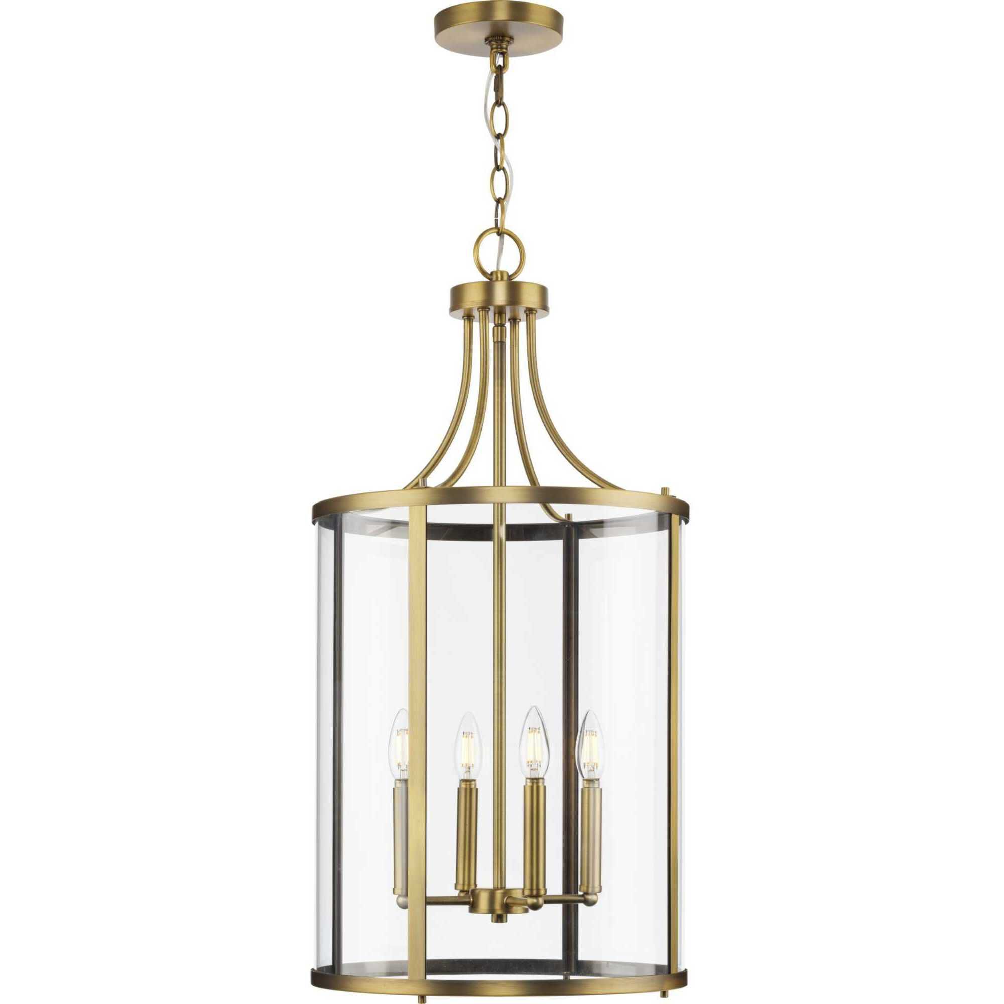 Gilliam 4 Light 15 inch Vintage Brass Foyer Light Ceiling Light