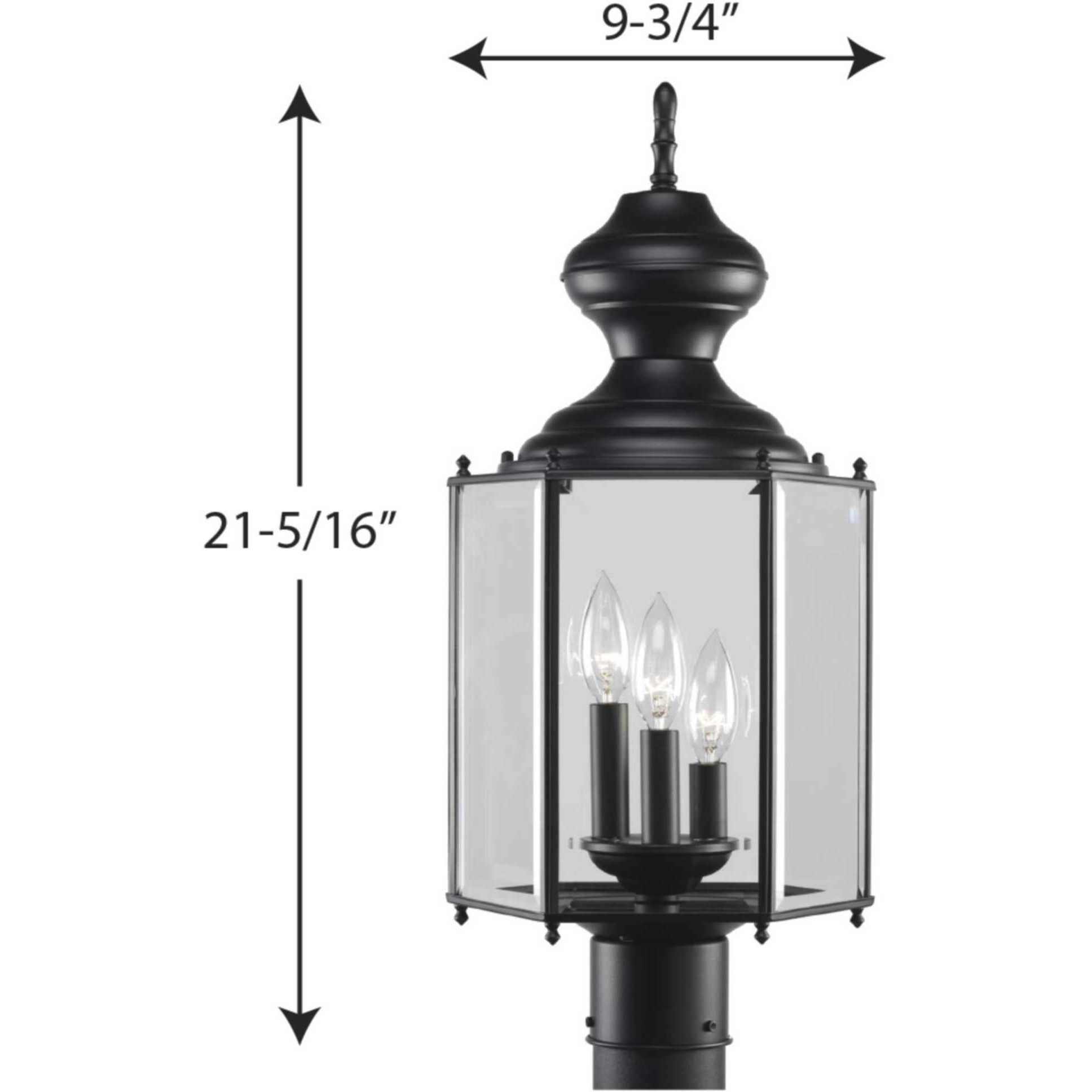 BrassGUARD 3 Light 21.31 inch Matte Black Outdoor Post Lantern