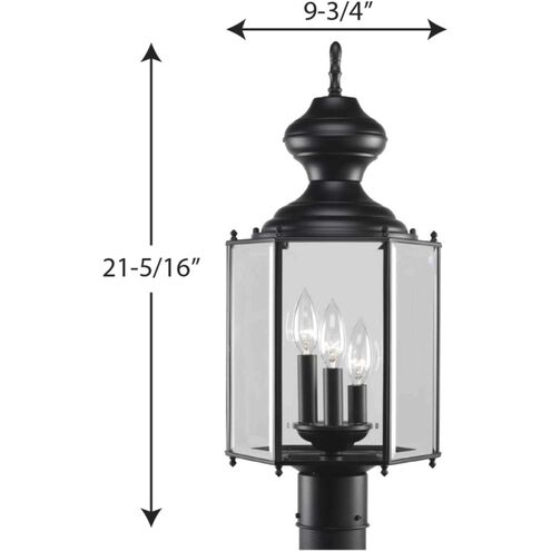 BrassGUARD 3 Light 21 inch Matte Black Outdoor Post Lantern