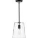 Clarion 1 Light Matte Black Pendant Ceiling Light, Small