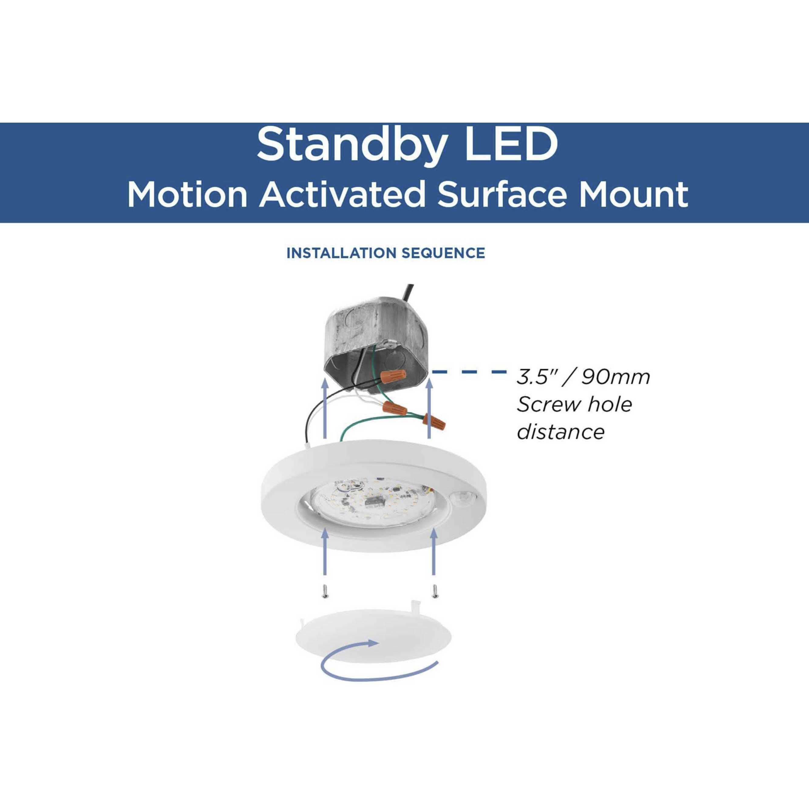 Standby LED LED 7.72 inch Satin White Surface Mount Light with Motion Detection Ceiling Light, Progress LED