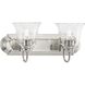 Clear Glass 2 Light 18 inch Brushed Nickel Vanity Light Wall Light