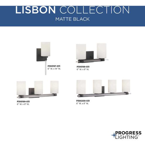 Lisbon 2 Light 18 inch Matte Black Bath Vanity Wall Light, Design Series