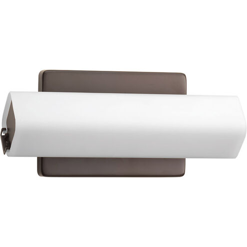 Wedge LED 10.5 inch Architectural Bronze Bath Vanity Wall Light, Etched Opal Glass