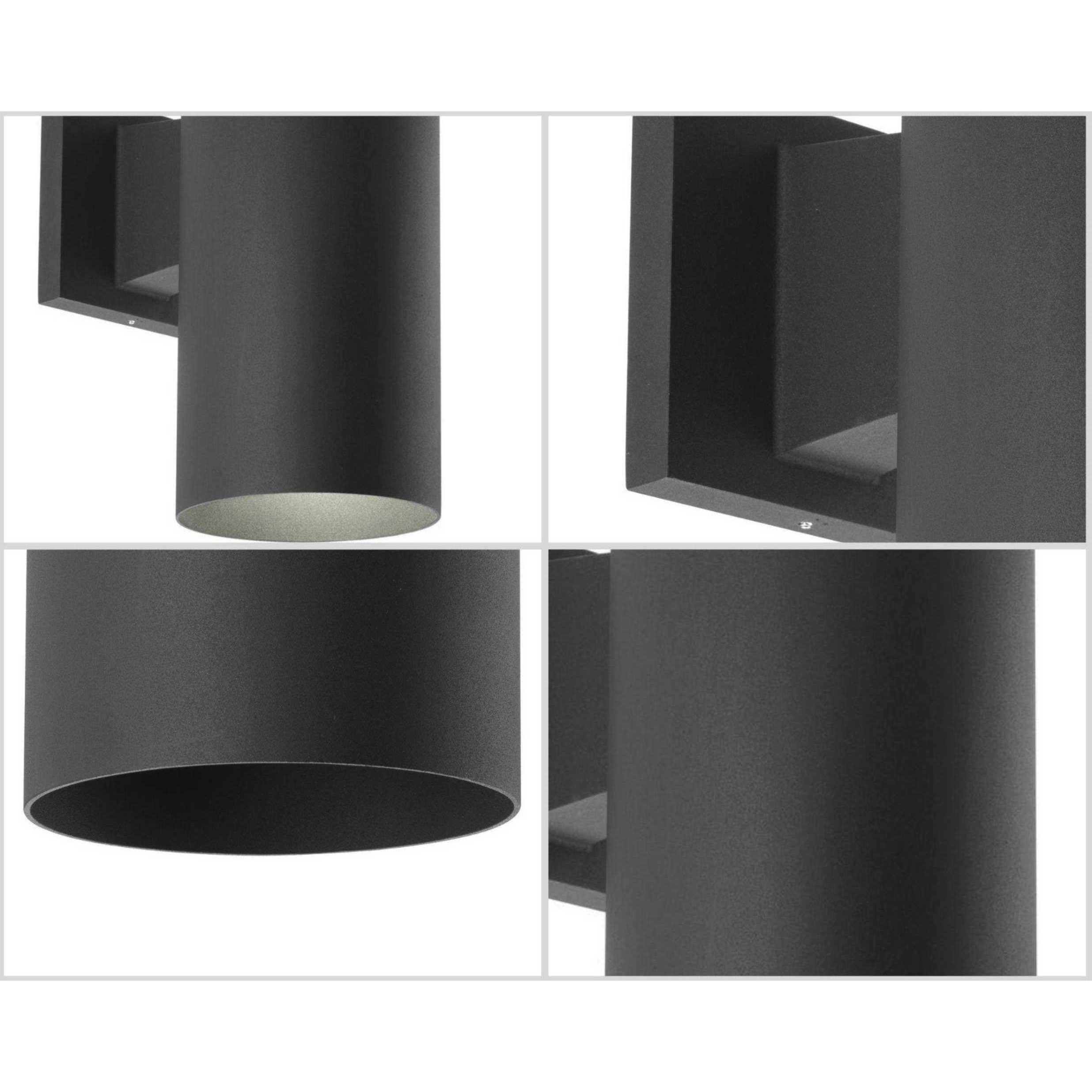 Cylinder Outdoor Wall Mount Up/Down Cylinder in Black, LED Lamping, Progress LED