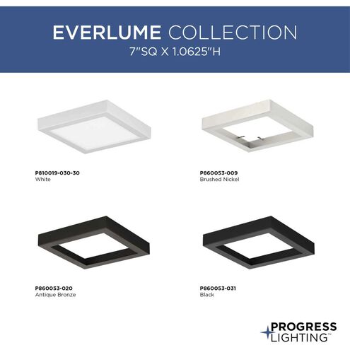 Everlume LED 7 inch White Edgelit Square Flush Mount Ceiling Light, Progress LED
