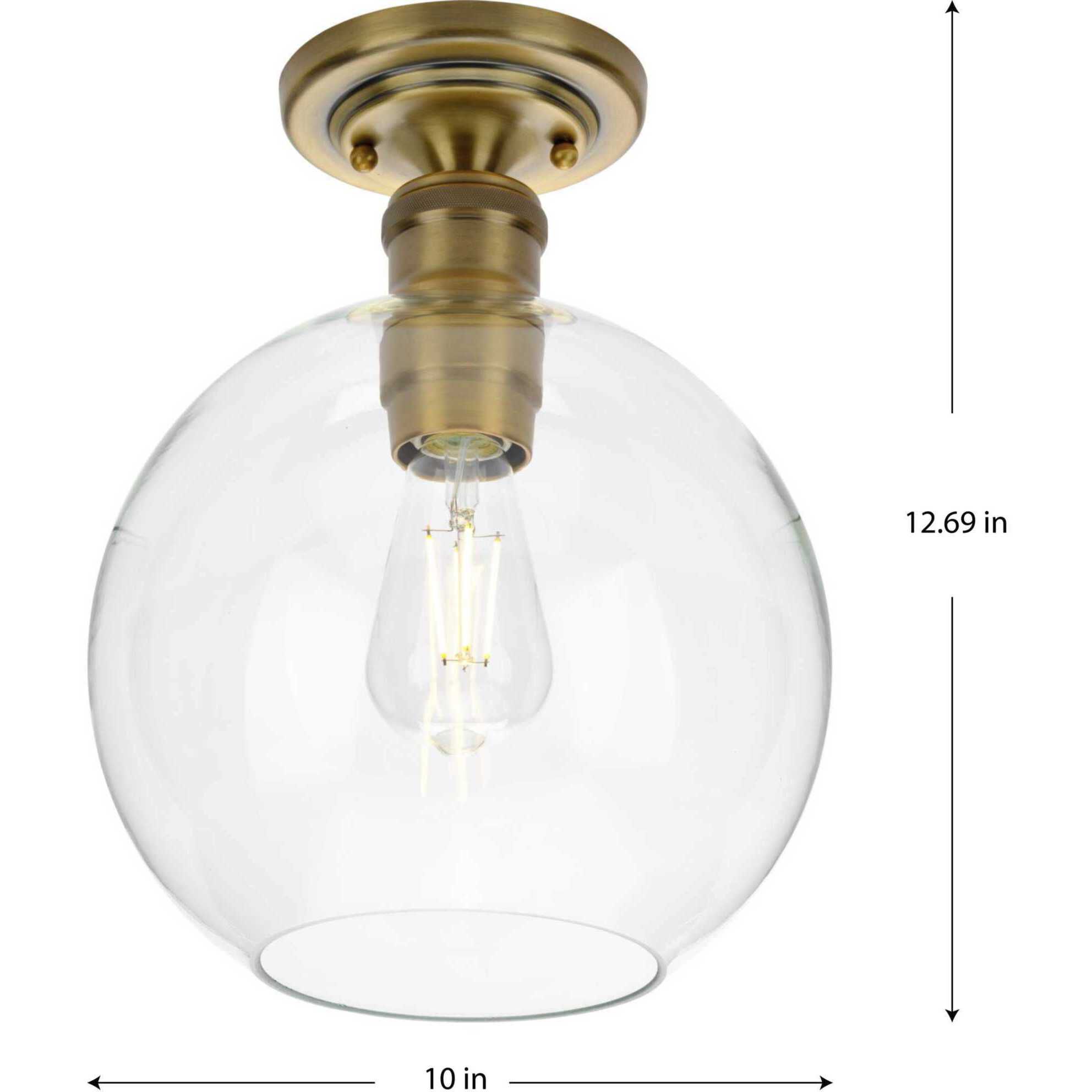 Hansford 1 Light 10 inch Vintage Brass Flush Mount Ceiling Light