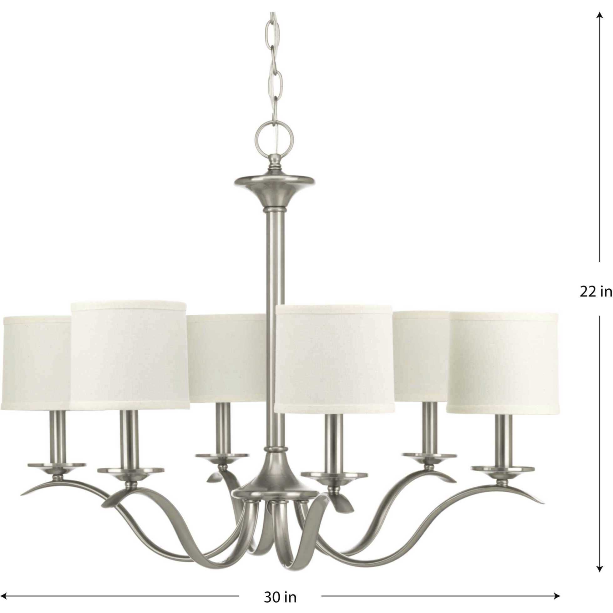 Inspire 6 Light 30 inch Brushed Nickel Chandelier Ceiling Light
