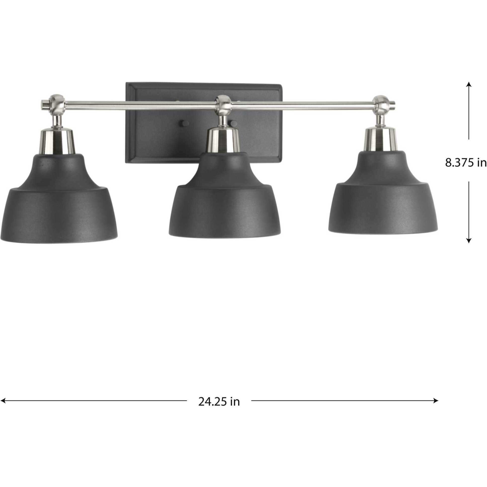 Bramlett 3 Light 24 inch Brushed Nickel Bath Vanity Wall Light