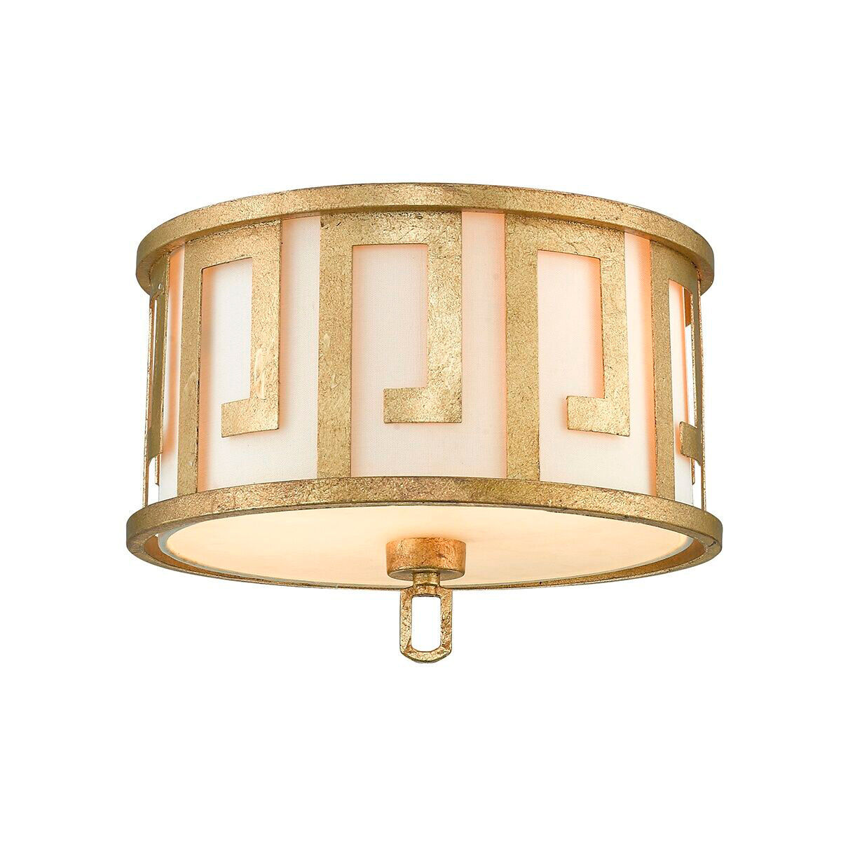 Lemuria 2 Light 15 inch Distressed Gold Flush Mount Ceiling Light, Flambeau