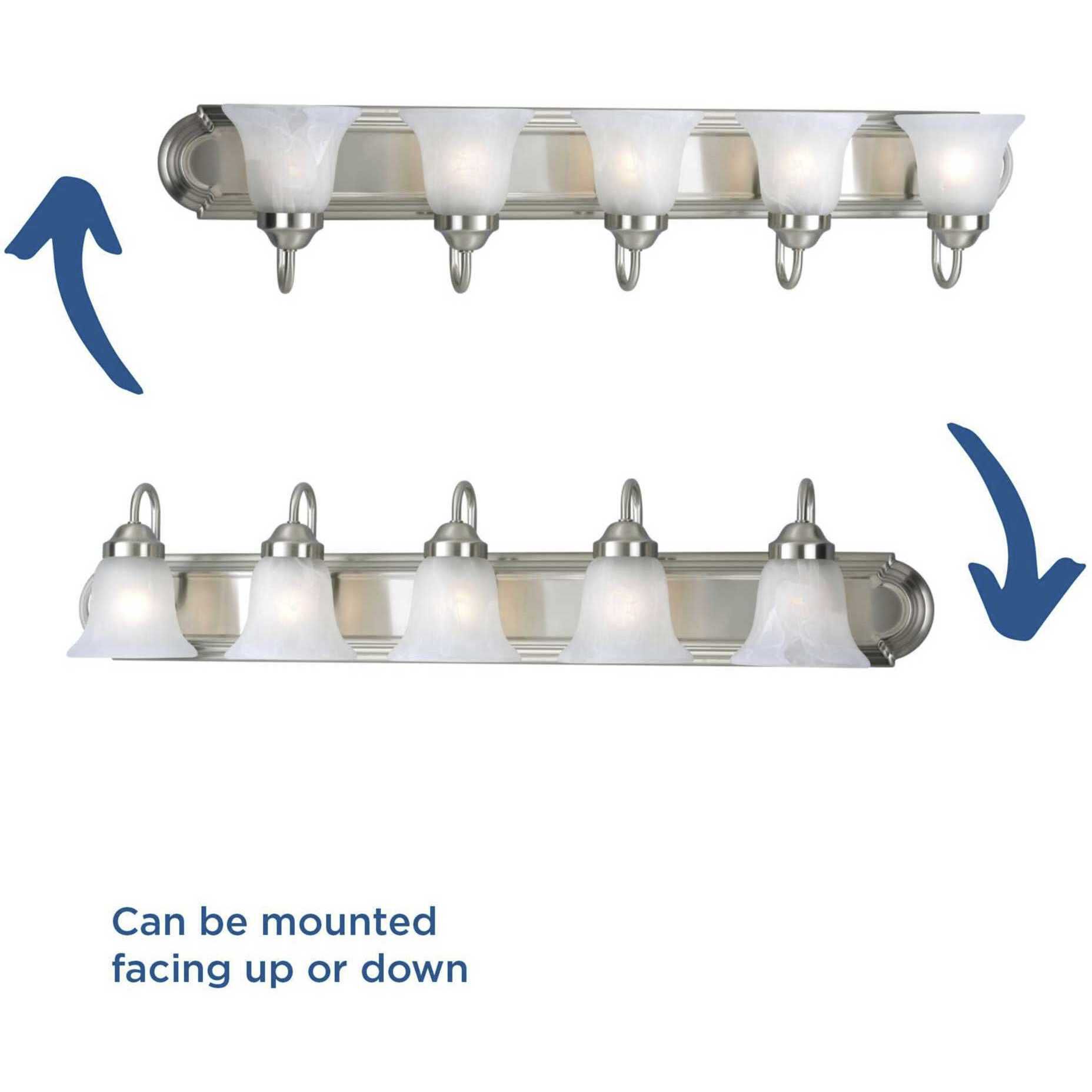 Alabaster Glass 5 Light 36 inch Brushed Nickel Bath Vanity Wall Light