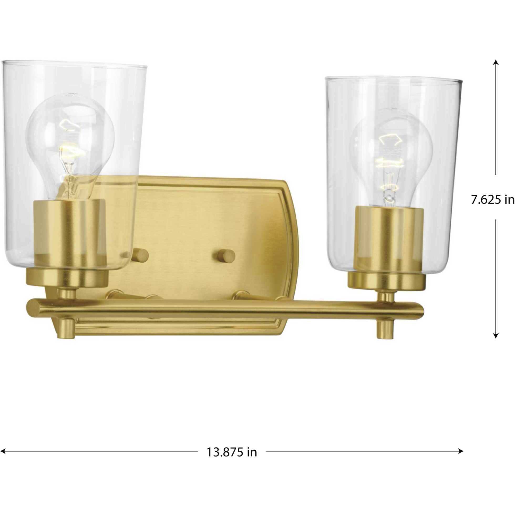 Adley 2 Light 14 inch Satin Brass Bath Vanity Wall Light
