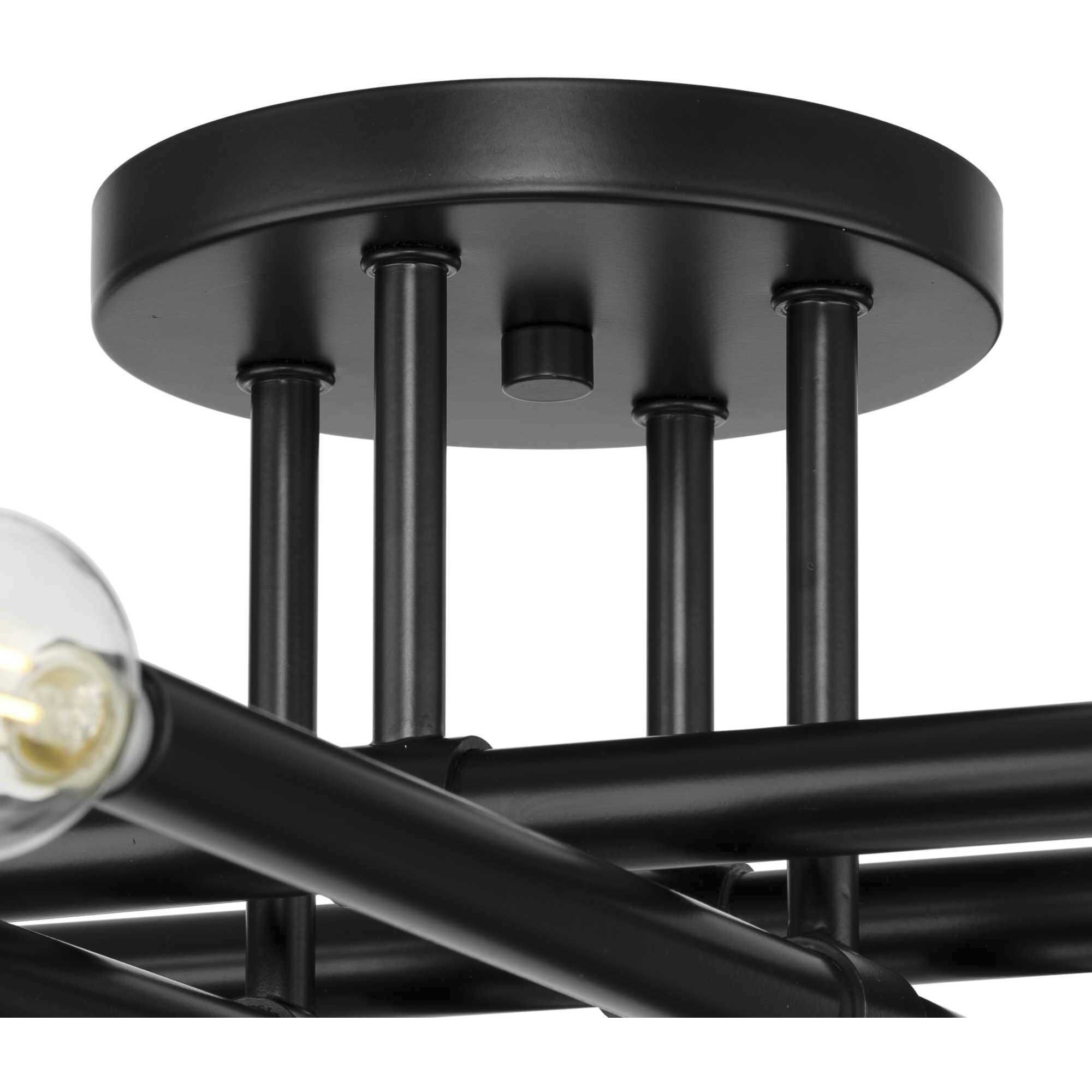 Arya 4 Light 20.12 inch Matte Black Semi-Flush Mount Ceiling Light, Design Series
