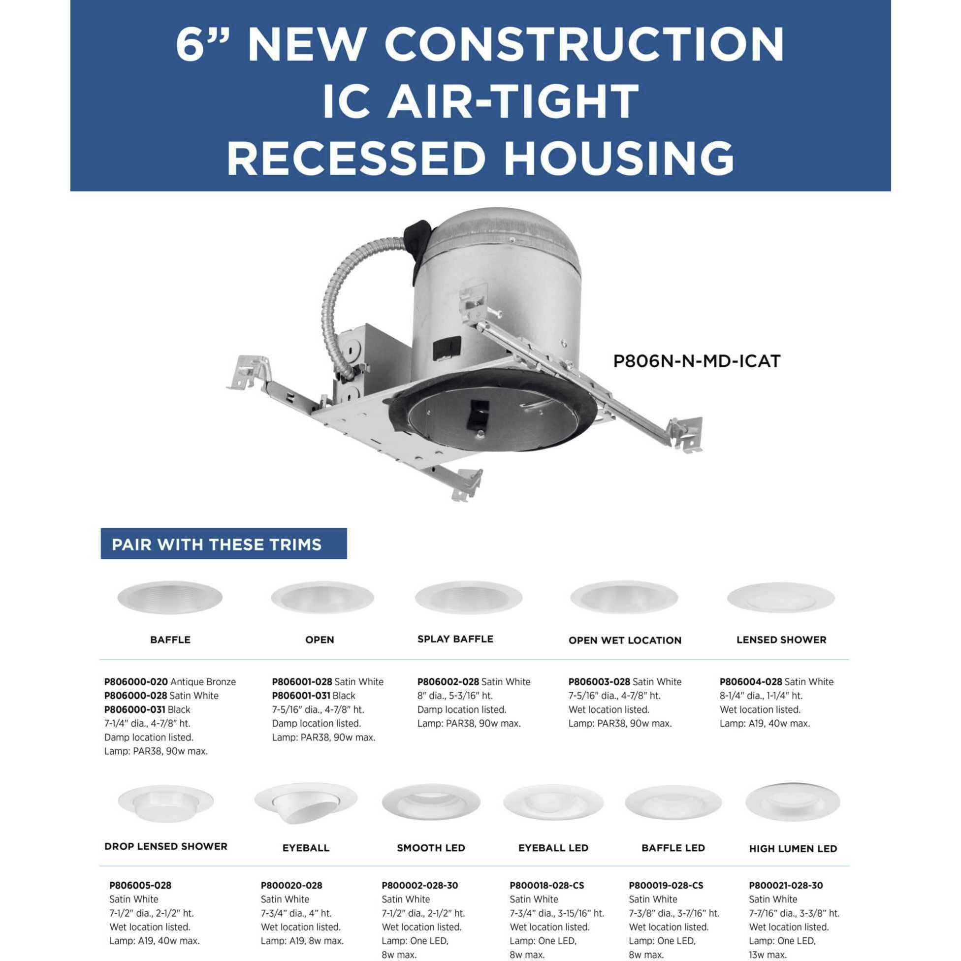 6in Recessed Housing BR-40 Unfinished Recessed Can in New Construction