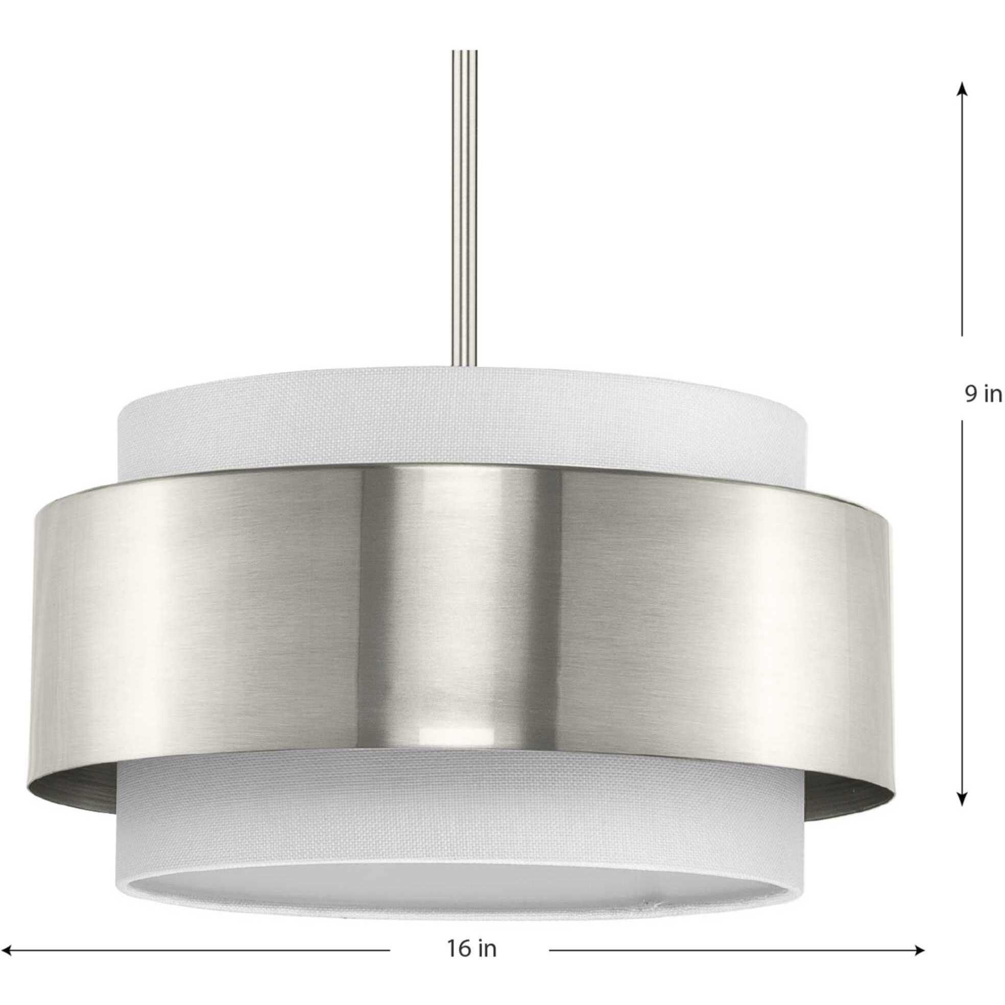 Silva 3 Light 16 inch Brushed Nickel Pendant Ceiling Light, Design Series