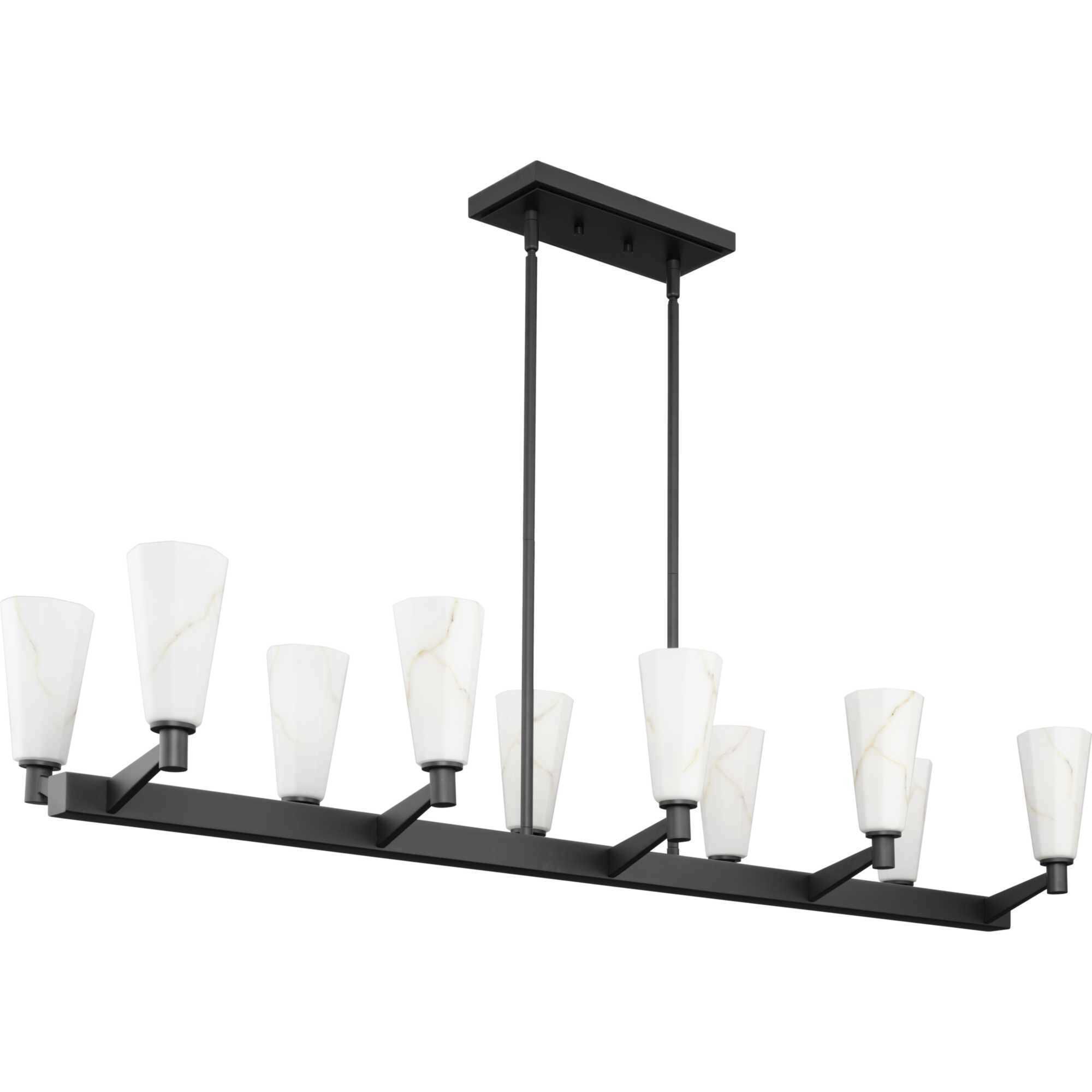 Tosca 10 Light 50 inch Matte Black Linear Chandelier Ceiling Light, Design Series