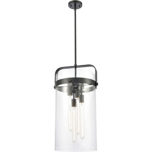 Pilaster 4 Light 13.38 inch Matte Black Pendant Ceiling Light in Clear Glass
