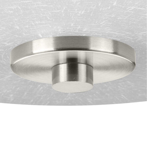 Alexa 2 Light 12 inch Brushed Nickel Flush Mount Ceiling Light in Etched Linen with Clear Top