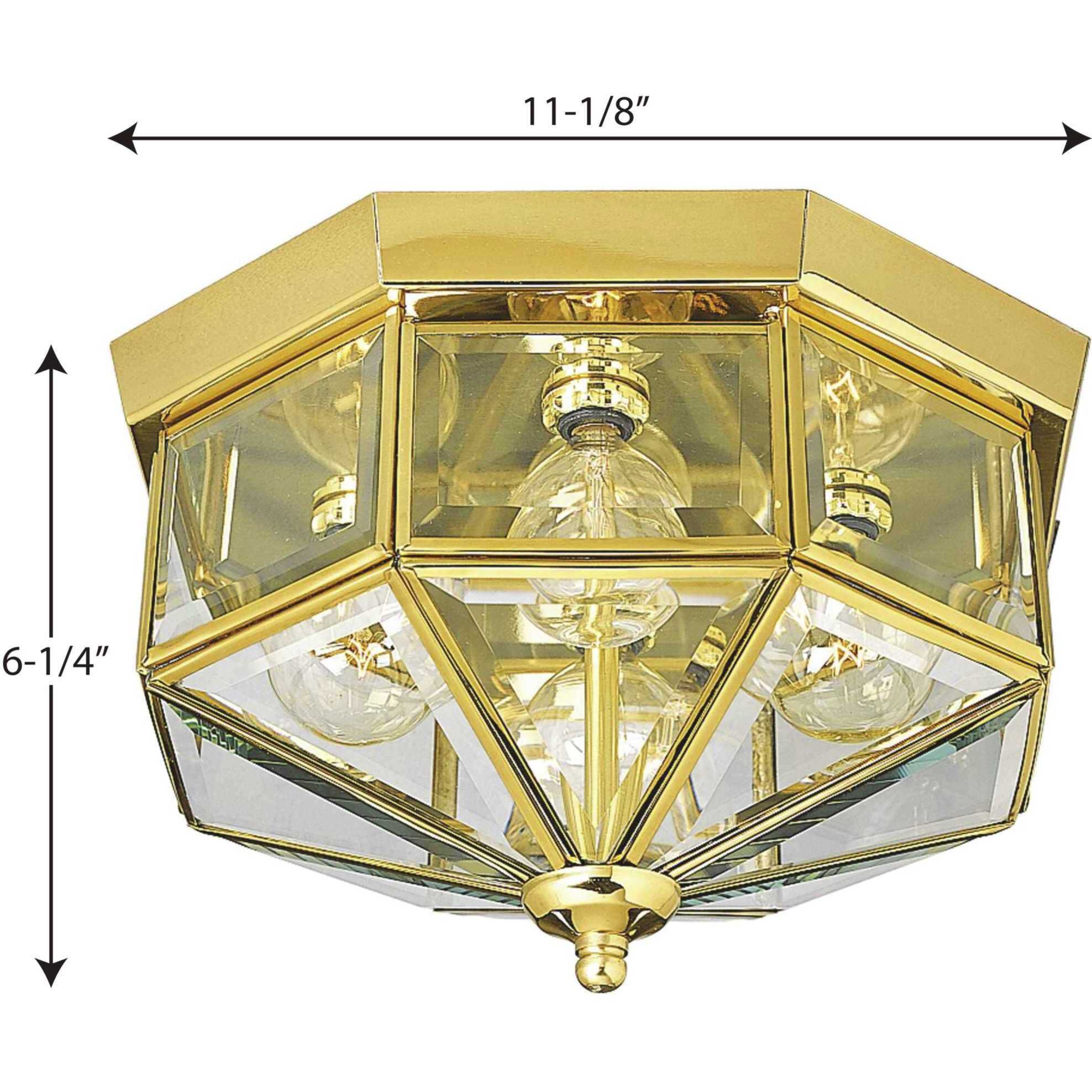 Polished brass flush mount ceiling light outlet