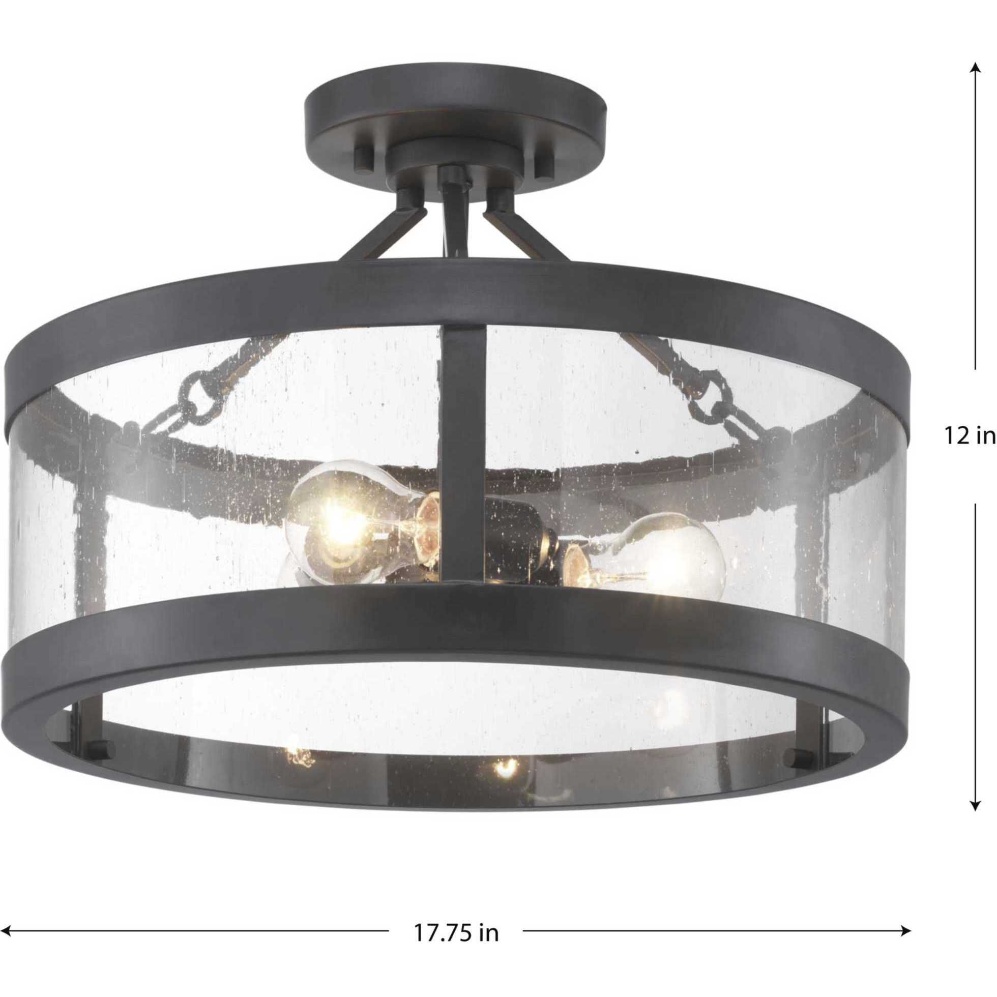 Gresham 3 Light 18 inch Graphite Semi-Flush Mount Convertible Ceiling Light, Design Series