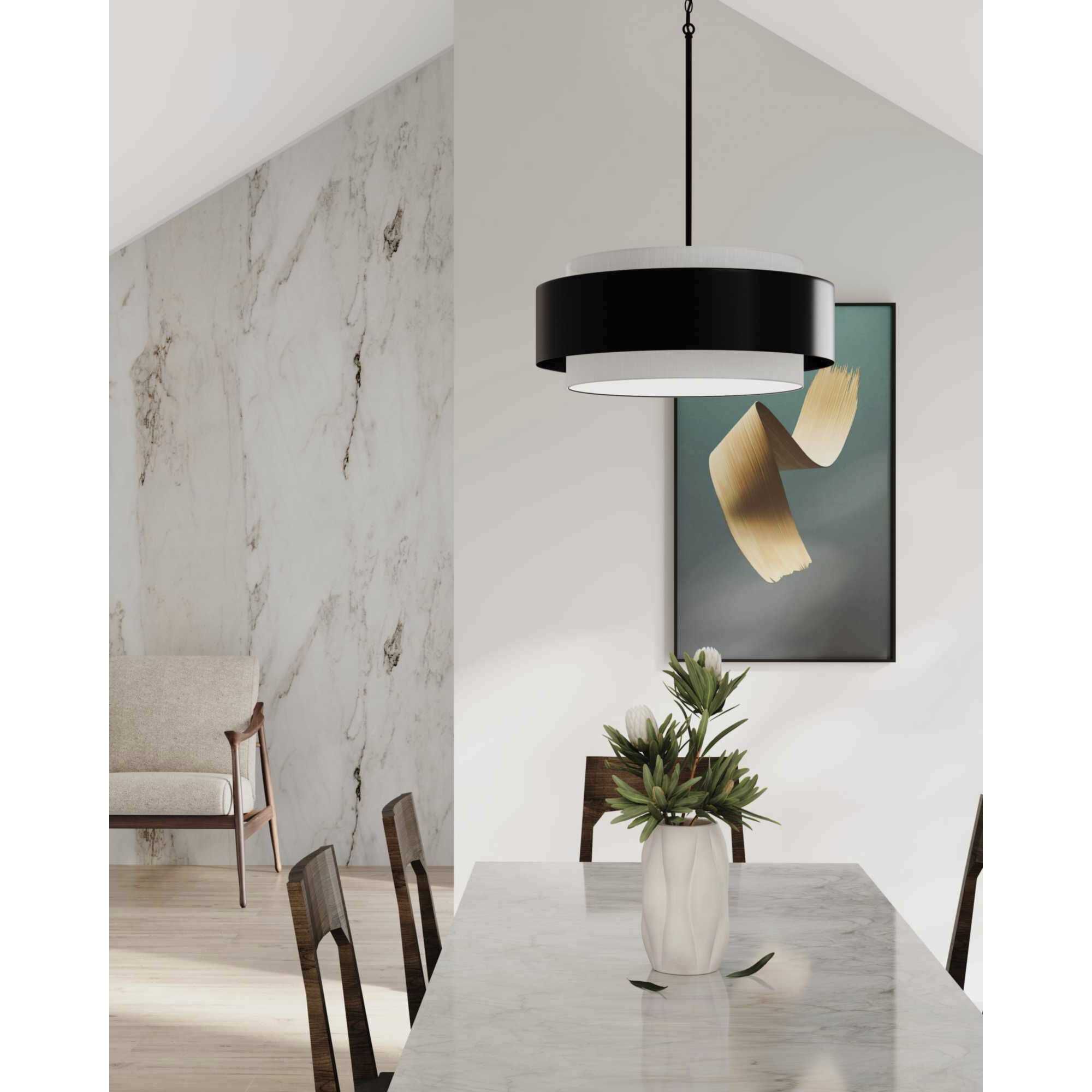 Silva 3 Light 22 inch Matte Black Pendant Ceiling Light, Design Series