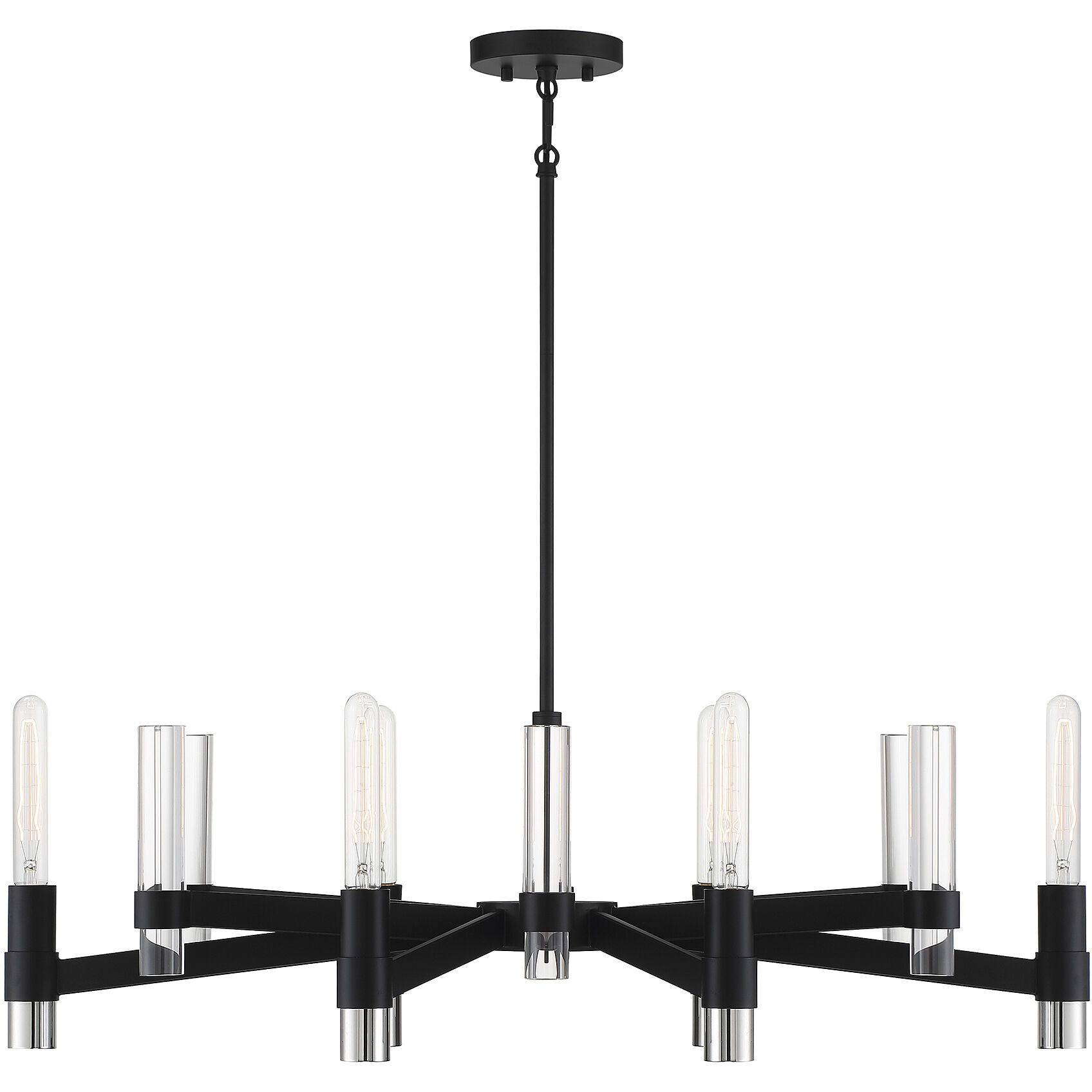 Windamere 6 Light 36 inch Textured Black with Polished Nickel Linear Chandelier Ceiling Light