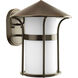 Welcome 1 Light 14 inch Antique Bronze Outdoor Wall Lantern in Etched