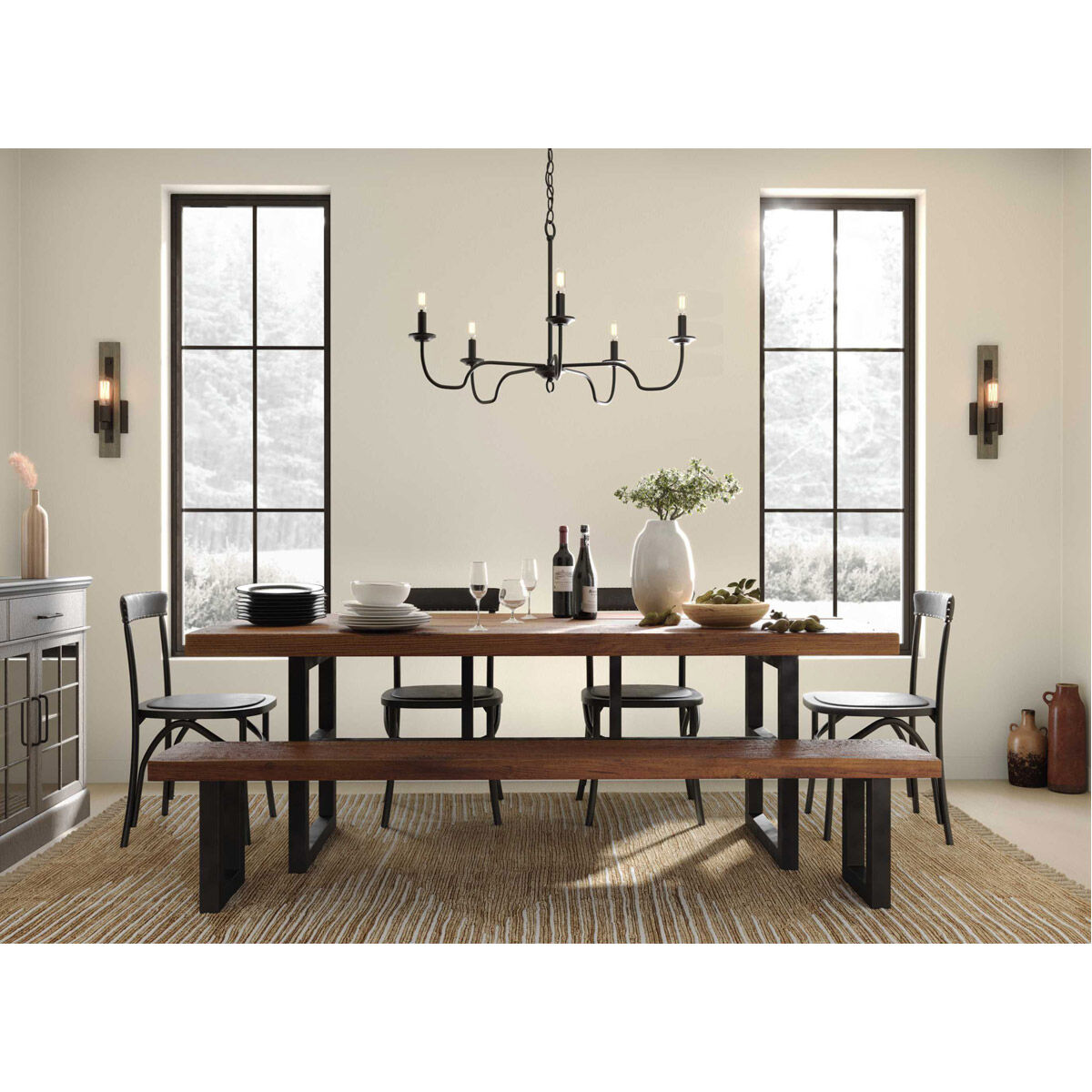 Canebrake 5 Light 30 inch Matte Black Chandelier Ceiling Light