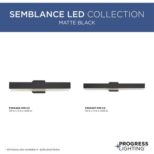 Semblance LED LED 32 inch Matte Black Linear Vanity Light Wall Light