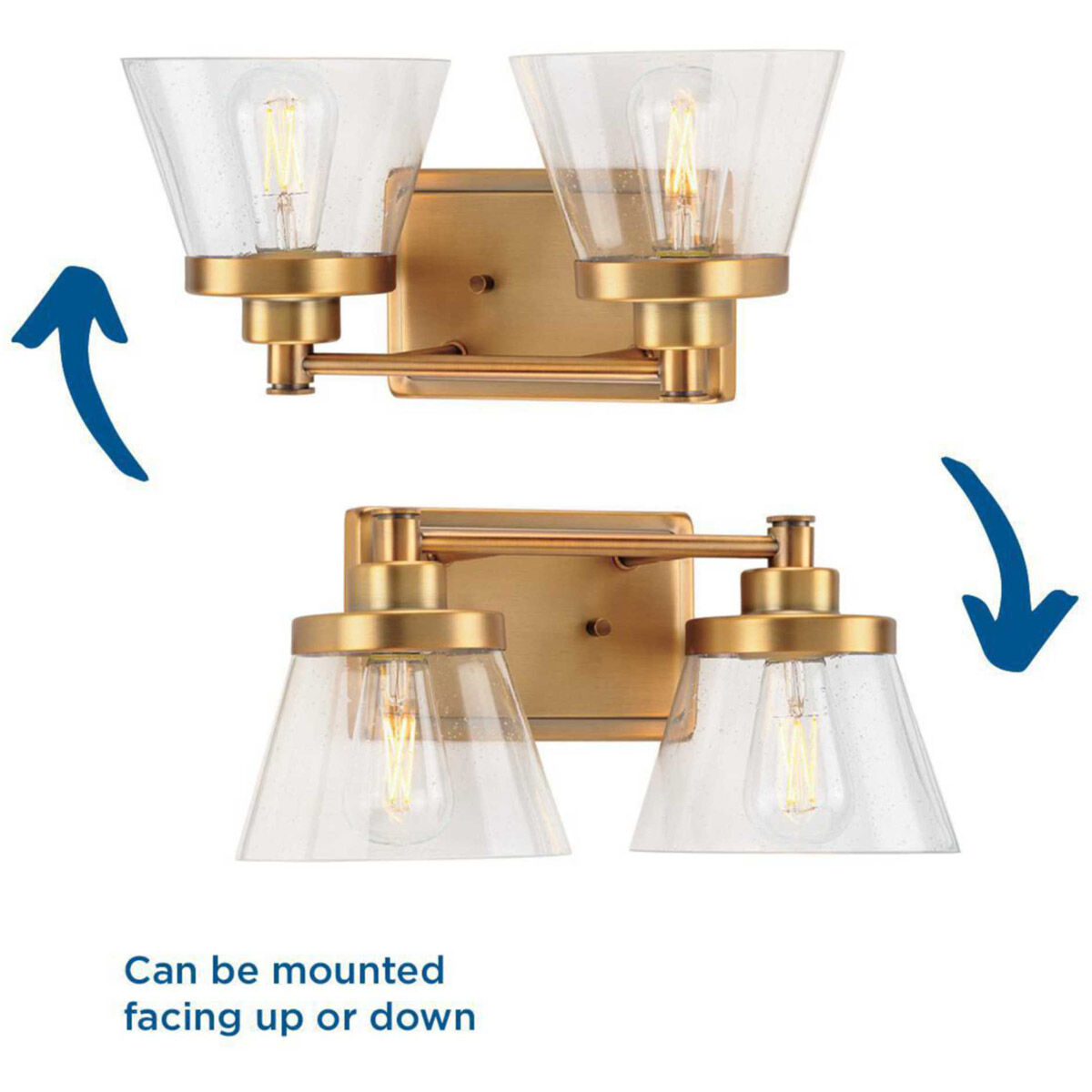 Hinton 2 Light 16 inch Vintage Brass Bath Vanity Wall Light