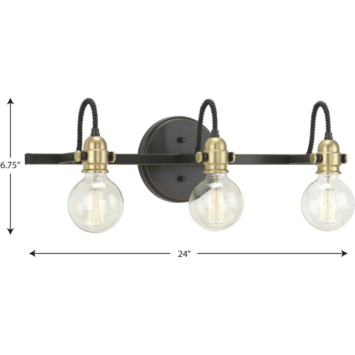 Axle 3 Light 24 inch Antique Bronze Bath Vanity Wall Light