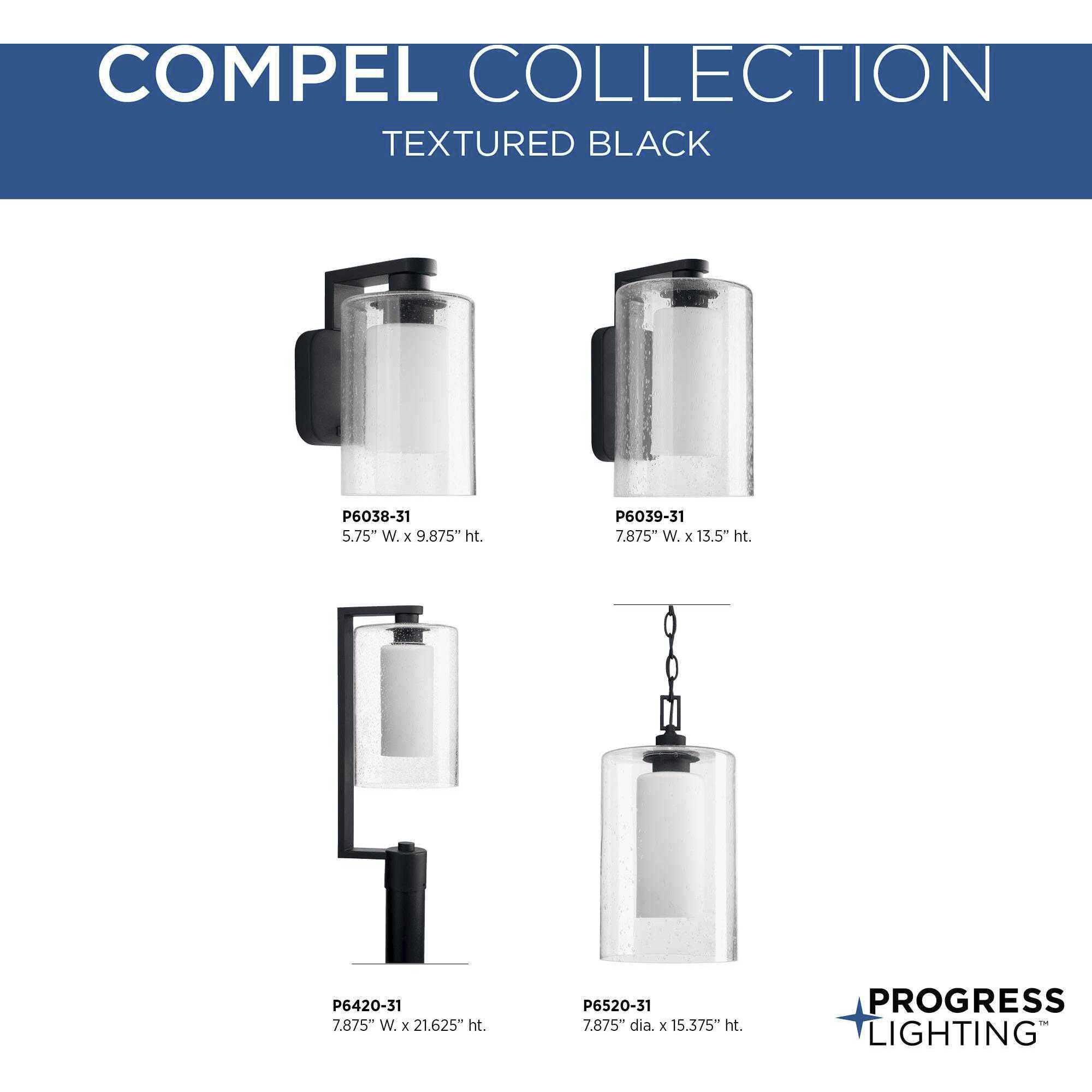 Compel 1 Light 10 inch Textured Black Outdoor Wall Lantern, Small