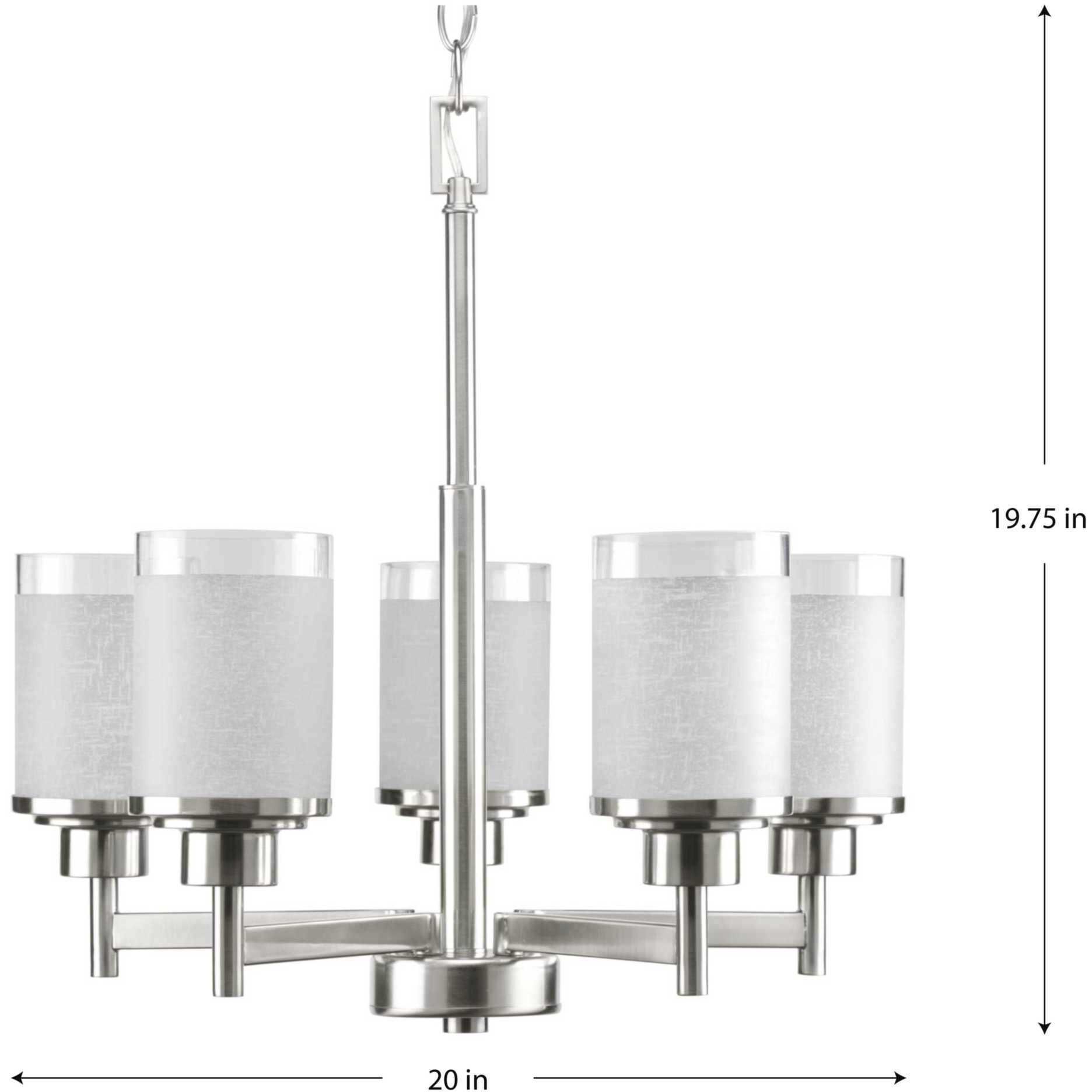 Alexa 5 Light 20 inch Brushed Nickel Chandelier Ceiling Light