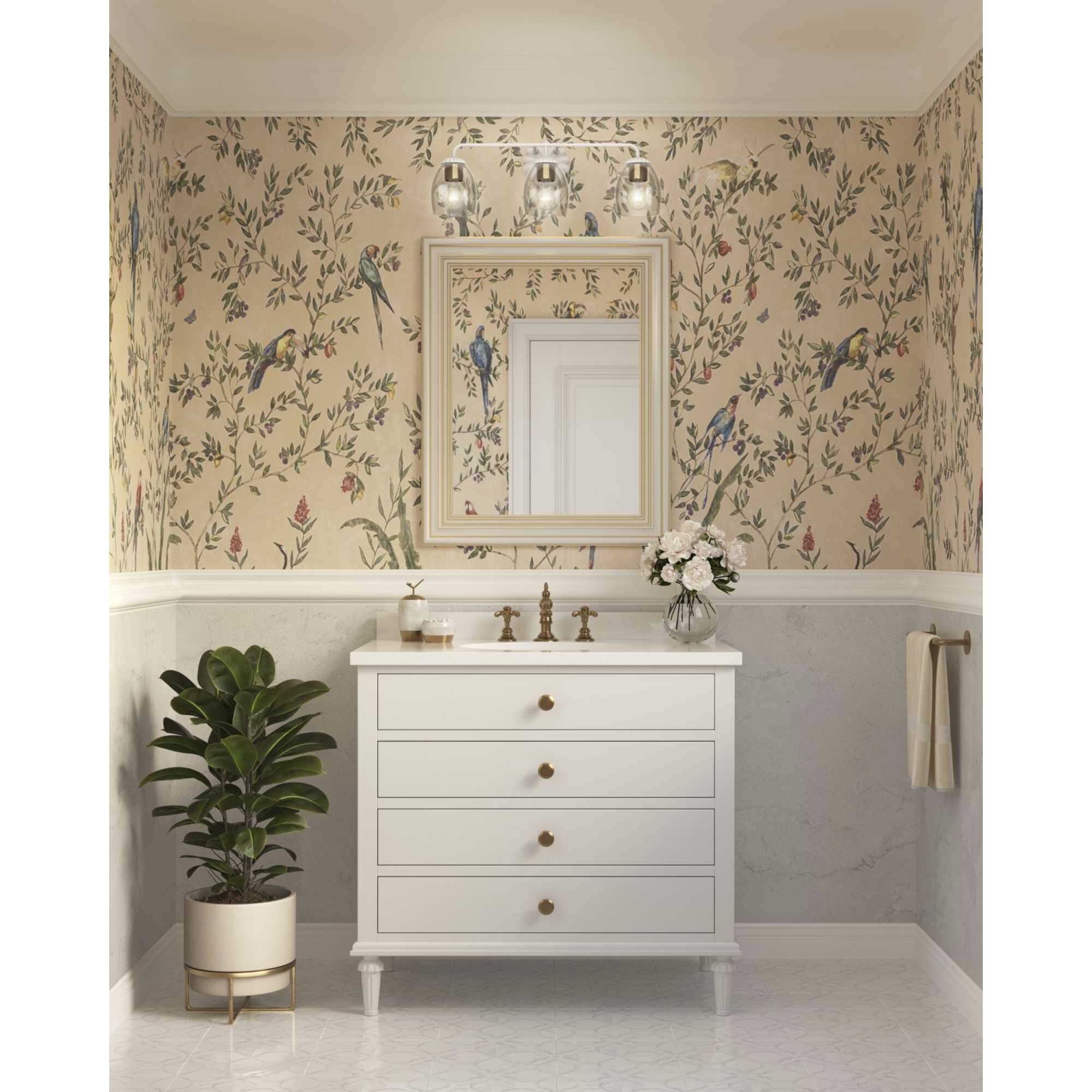 Quillan 3 Light 23.87 inch White Plaster Bathroom Vanity Light Wall Light