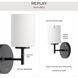 Replay 1 Light 5.13 inch Black Bath Vanity Wall Light