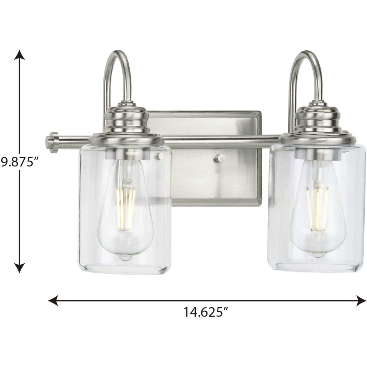 Aiken 2 Light 15 inch Brushed Nickel Bath Vanity Wall Light